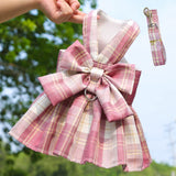 Clopon 3Pcs Harness with Leash Set Puppies Summer Clothes for Small Gril Dogs Christmas Fancy Dresses for Cat Clothes L