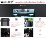 Wellbro Dog Car Backseat Barrier, Padded and Durable Nylon Net Pet Barrier, Vehicle Travel Dog Fence with 2 Mesh Windows, for Safe Driving, Easy to Install and Adjust for All Cars