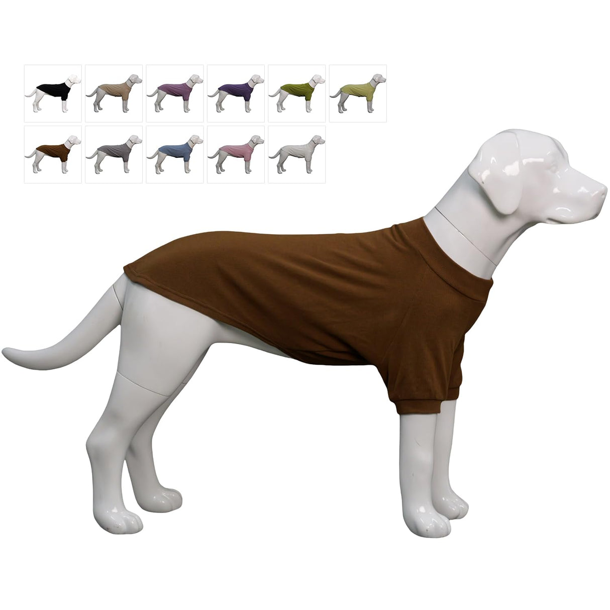 Lovelonglong Ribbed Dog T-Shirt Cotton Knitted Dog Sweaters for All Season Pet T-Shirts for Large Medium Small Dogs Coffee M