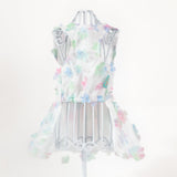 Laifug Dog Dress Puppy Print Princess Dog Dress Cute Party Wear (White, S)