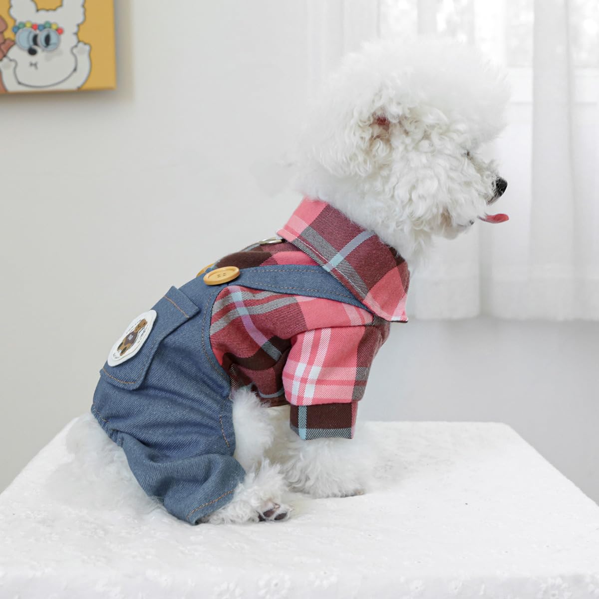 Dog Cute Cartoon Jumpsuit for Small Dogs Winter Puppy Four-Legged Clothes Pet Soft Comfortable Shirt Sweater One-Piece Outfit Chihuahua Dachshund Daily Holiday Overalls Costume
