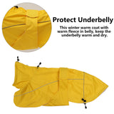 Greyhound Lurcher Raincoat, Whippet Rain Gear with Reflective Bar, Rain/Waterproof, Adjustable Bands and Drawstring in Autumn and Winter - Yellow - XL