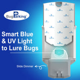 Bug Parking Flying Insect Trap, Plug-in UV Light for Gnats, Fruit Flies and Houseflies, Silent Sticky Catcher for Indoor Use, 1 Device & 5 Refills