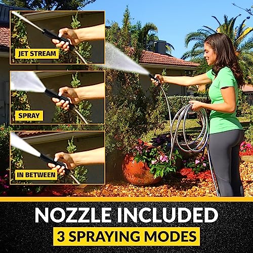 BIONIC STEEL Metal Garden Hose 50 Ft with Nozzle, 304 Stainless Steel Water Hose, 50 Ft Garden Hos