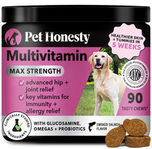 Load image into Gallery viewer, Dog Multivitamin Max Strength, 15-in-1 Multivitamin for Dogs – Dog Vitamins &amp; Supplements with Glucosamine, Probiotics &amp; Omega 3s – Supports Joint, Heart, Immune, Skin &amp; Coat Health – Chicken (90 Ct)
