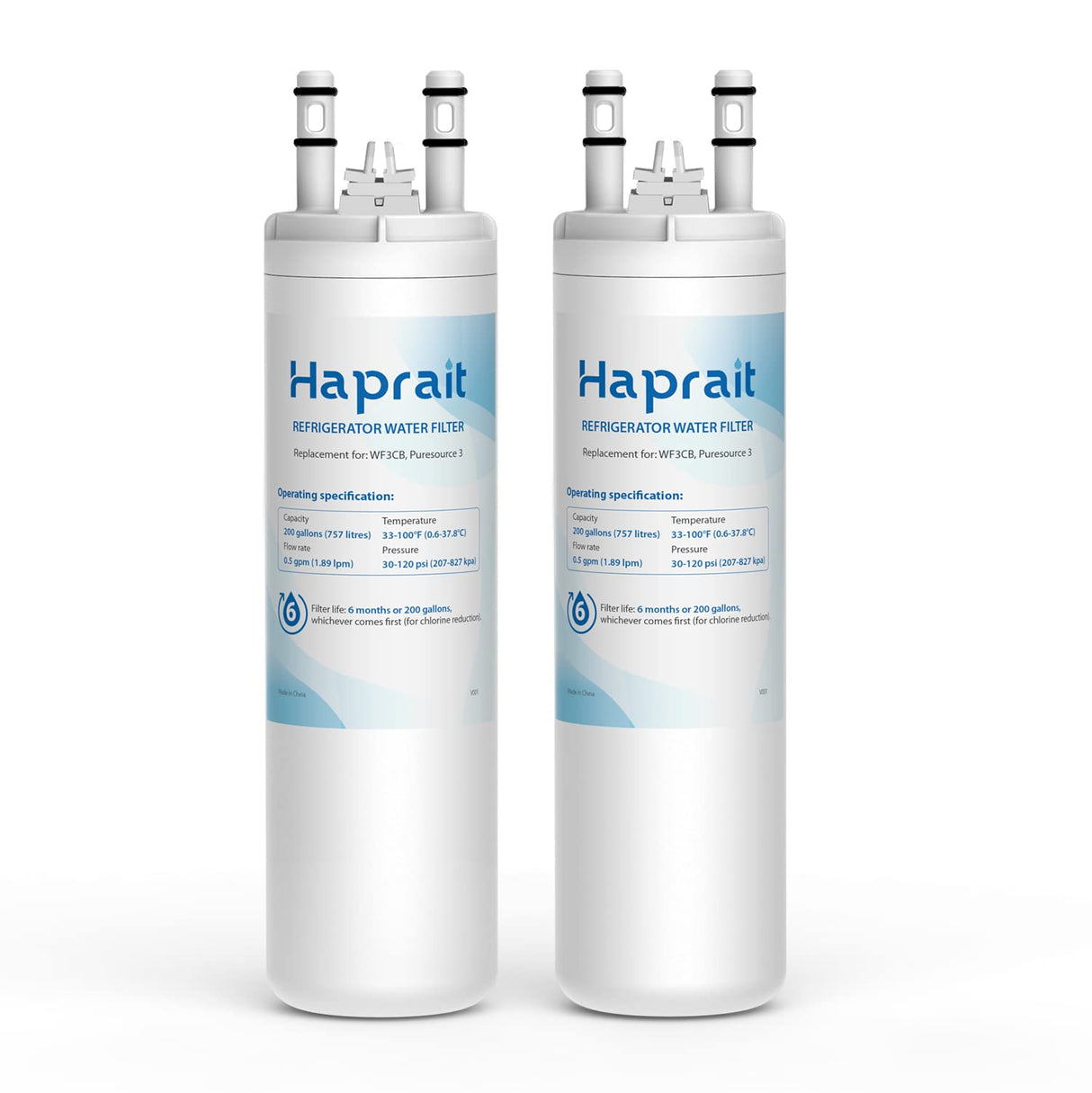 Haprait HP006 Replacement for Frigidaire WF3CB, Pure Source 3, WF425, 706465, 242069601, 242086201, 242017800, Height 9 inches, 2 Count