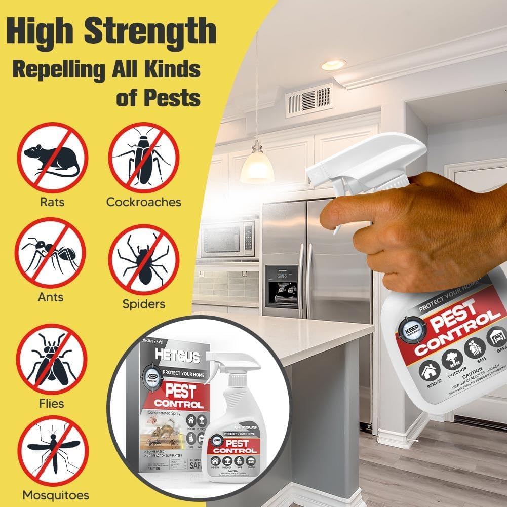 ANEWNICE Pest Control Spray, Indoor Pest Control Mint Spray for Home and Kitchen -Natural Repel Ant, Roach, Fly, Spider, Flea, Bug and Mosquito Repellent - Pet and Family Safe - 18 OZ