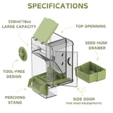 Automatic Bird Feeder, Bird Cage Feeder with Perch Multi-Functional Holder for Fruits Vegetables for Parakeet Canary Cockatiel Finch (Green)