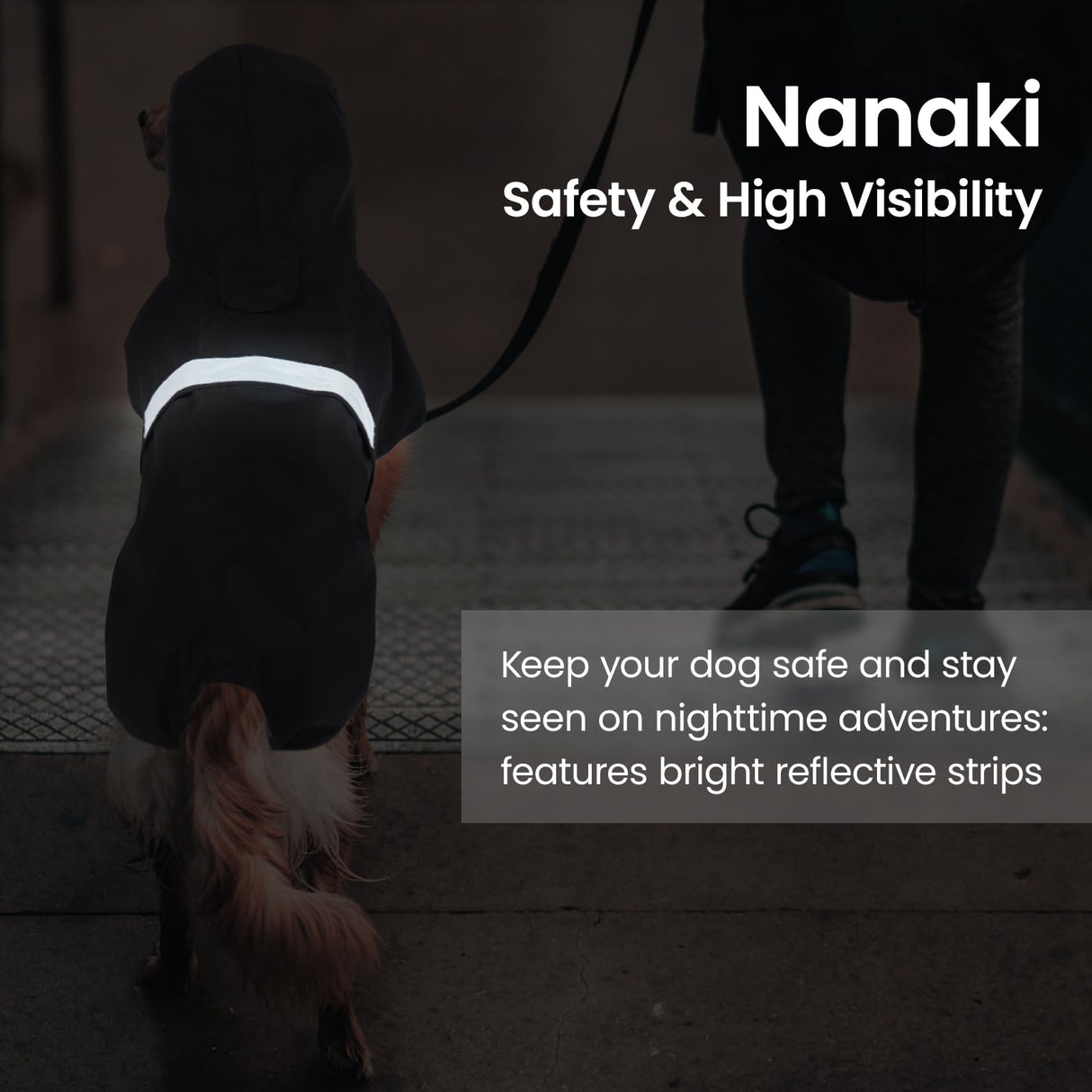 Nanaki Small Dog Raincoat with Leash Hole, Reflective Pet Hooded Rain Ponchos for Rainny Snow Foggy Days,Windproof Waterproof Dog Coat Jacket Vest for Outdoor Hiking Walking Hunting Black S