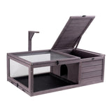 VEVOR Wooden Tortoise House, Indoor & Outdoor Tortoise Enclosure with Hanging Light Stand, 2-Room Reptile Enclosure Small Animal Cage for Gecko, Lizard, Snake - 38 x24 x13 inch