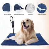 Pet Heating Pad, Electric Dog Cat Heating Pad with 6 Adjustable Temperature & 5 Timers, Indoor Warming Heated Mat Pad with Removable Cover & Chew Resistant Cord (L: 32"x 20")