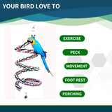 94.4inch Length Colorful Cotton Bendable Rope Perch Swing Bird Chew Toys Amazon Parrots Cage Toys with Bell Swing Climbing Standing Bungee Bird Toys for Regular to Big Size Birds