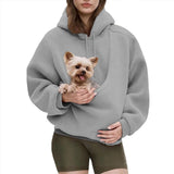 Pet Sling Hoodie - Pet Care Hoodie with Pocket Front Carry Pouch, Unisex Fit, Ultra-Soft Warm for Small Cats and Dogs (Light Grey,X-Large)