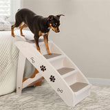 LEMY Non-Slip Foldable Steps Stairs for Dogs and Cats, 4-Step Portable Indoor Outdoor Pet Steps Ramp for Bed, Couch, Car, Tan
