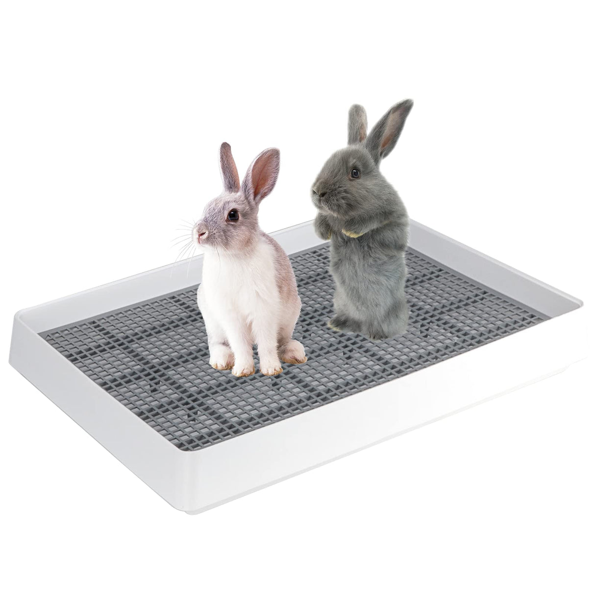 FHTONGE Extra Large Rabbit Litter Box Trainer Tray, Bunny Potty Training Litter Box for Cage,Rectangular Rabbits Litter Pan Pet Toilet with Grid for Squirrel Guinea Pig Rat Chinchilla Hedgehog Hamster