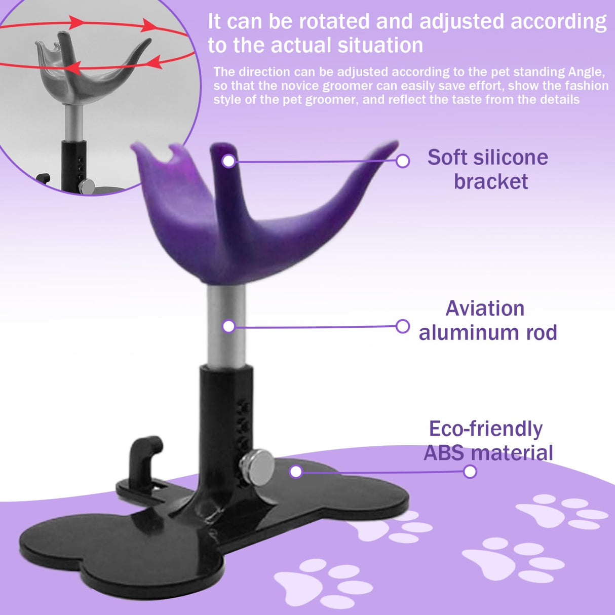 Nyutcwe Dog Grooming Stand 5.7"-7.3" Adjustable Dog Stand for Grooming Keeps Pet Standing Up for Bathing Trimming, Purple
