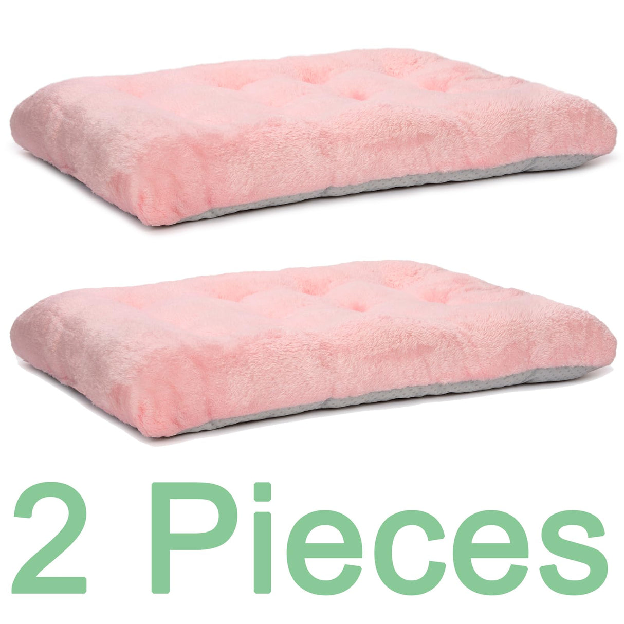 POMIU 2-Pack Washable Dog Bed, Deluxe Plush Crate Beds with Anti-Slip, Machine Washable Kennel Pad Sleeping Mat for Large, Medium and Small Dogs (2 Pack x Pink, 35.0" L x 23.0" W x 3.0" Th)