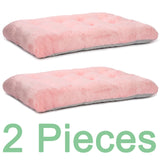 POMIU 2-Pack Washable Dog Bed, Deluxe Plush Crate Beds with Anti-Slip, Machine Washable Kennel Pad Sleeping Mat for Large, Medium and Small Dogs (2 Pack x Pink, 35.0" L x 23.0" W x 3.0" Th)