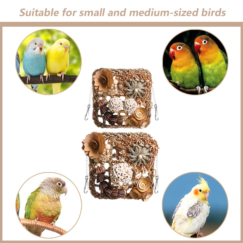 YUEMOOLIX Bird Foraging Toys Natural Bird Toys Conure Toys Parrot Shredding Hanging Toys for Small to Medium Birds Parakeet Cockatiel Conure Lovebird Budgie