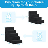 PRIMEPATIO Dog Stairs for Small Dogs, 4 Step Pet Stairs for High Beds and Couch, Dog Steps for Bed Balanced 18" H, Foldable Pet Ramp for Large Cats Climb, Non-Slip Bottom Doggy Step, Black