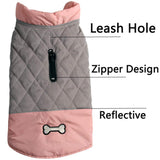Vecomfy Reversible Dog Coats for Small Dogs Waterproof Warm Puppy Jacket for Cold Winter,Pink and Grey S