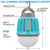 Wisely Bug Zapper Outdoor/Indoor Electric, USB-C Rechargeable Mosquito Killer Lantern Lamp, Portable Insect Electronic Zapper Indoor Trap, with LED Light Oceanblue
