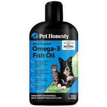 Load image into Gallery viewer, Pet Honesty Omega 3 Fish Oil Supplement for Dogs &amp; Cats (32oz), Wild Caught Omega 3 Fish Oil for Skin and Coat Health, Supports Shedding, Skin &amp; Coat, Immunity, Joint, Brain &amp; Heart, EPA + DHA
