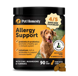 Pet Honesty Dog Allergy Itch Relief - Advanced Itch Supplement with Probiotics for Dogs - Immune Support & Skin Relief for Seasonal Allergies - Natural Itchy Skin & Paw Relief - (Peanut Butter, 90 Ct)