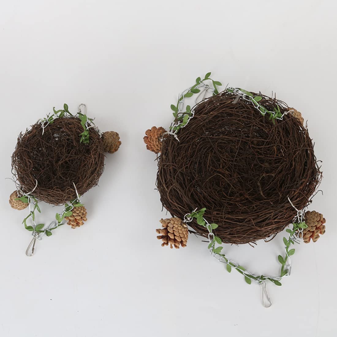 Barn Eleven Natural Rattan Nest Small Medium Large Bird Swing for Parrot Parakeet Cockatiel Conure Cockatoo Macaw Amazon African Grey Lovebird Finch Canary Budgie Cage Perch Toy (Large)