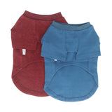 LOPHIPETS Everyday Soft Cotton Dog Short Sleeve T-Shirt for Small Dogs Breeds | Fits 10-14 lbs | 2-Pack Navy & Red, X-Large