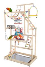Parrot Playground Large 4 Layers - Small Bird Playground Parakeet Play Stand Bird Gym Parrots playpen Play Playstand Parrot Tree for Cockatiel Lovebirds Conure Cockatoos Finch Budgies