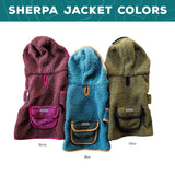 Wilderdog Double-Layered Hooded Sherpa Fleece Dog Jacket with Belly Strap, Leash Hole, Back Snap Pocket