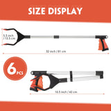 6 Pcs Grabber Tool for Elderly Foldable Trash Picker 32 Inch Extra Long Litter Stick Lightweight Handy Claw Grabber for Arm Extension Garbage Gripper Trash Pick up Litter Picker Garden Nabber (Orange)