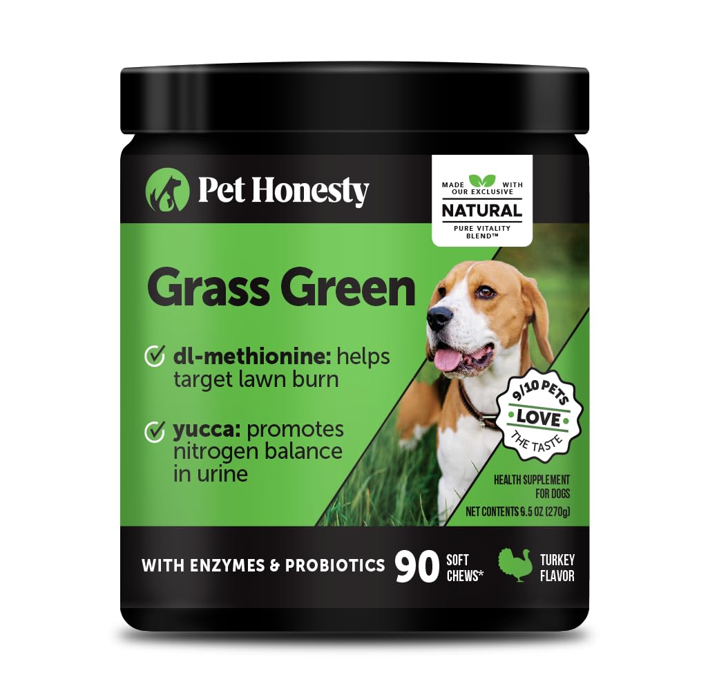Grass Green Dog Chews - Urine Neutralizer for Lawn, Dog Pee Grass Helps Yard Stay Green Addressing Burn Spots with Probiotics & Enzymes (Turkey)