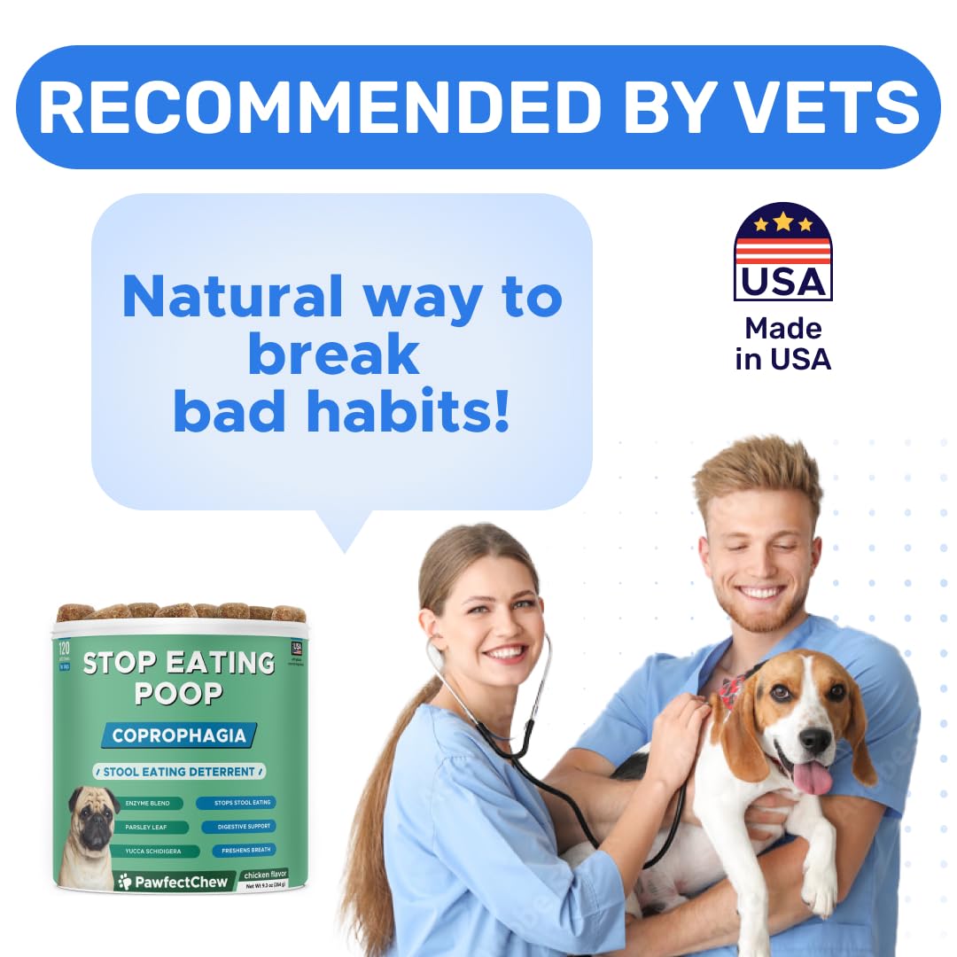 PAWFECTCHEW No Poo Chews for Dogs - Coprophagia & Stool Eating Deterrent with Probiotics, Digestive Enzymes & Breath Aid Support - Stop Dog Poop Eating - Made in USA - 120 Soft Chews