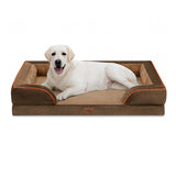 Comfort Expression Orthopedic Dog Bed for Extra Large Dogs 45x35 Inch, Waterproof Supportive Egg Crate Foam XL Pet Bed with Removable Bolsters, Dog Couch with Washable Cover & Non-Slip Bottom, Brown