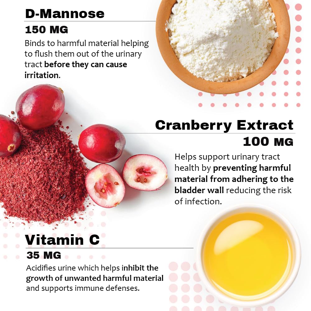Cranberry D-Mannose Urinary Tract Support Supplement for Cats and Dogs - Cranberry Extract, D-Mannose, Vitamin C - Bladder and UTI Treatment - Made in USA - 120 Soft Chews