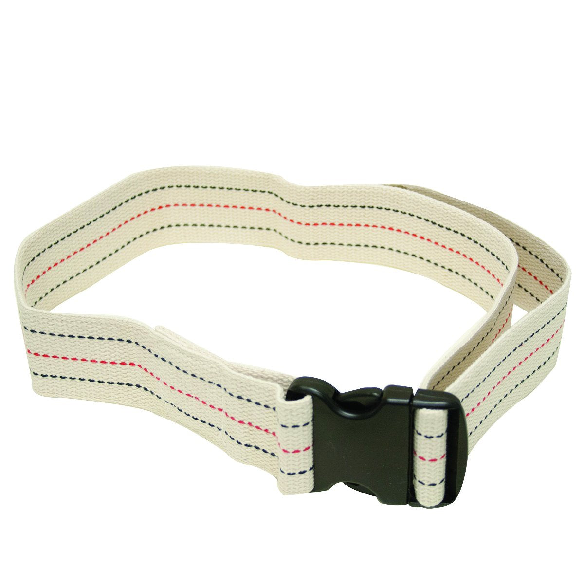 FabLife Gait Belt, Quick Release Plastic Buckle, 60", Cream with colored stitching