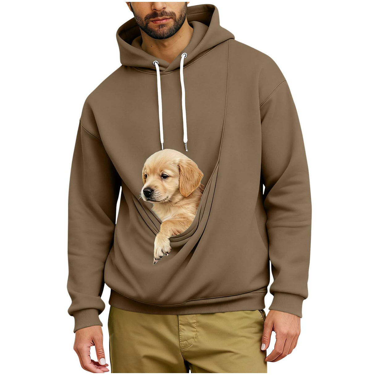 Pet Pouch Hoodie Men Kangaroo Pocket Dog Pouch Pullover Pet Carrier Sweatshirts Animal Holder Long Sleeve Casual Tops
