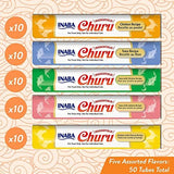 INABA Churu Cat Treats, Grain-Free, Lickable, Squeezable Creamy Purée Cat Treat/Topper with Vitamin E & Taurine, 0.5 Ounces Each Tube, 50 Tubes, Tuna & Chicken Variety