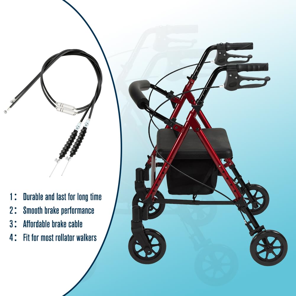 FVRITO 2 Pack 41'' Rollator Brake Cable Replacement for Drive Mobility Rolling Walker Medline Transport Knee Scooter Folding Wheelchair, Brake Cables for Most Walker Seniors Medical Accessories Parts