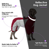 SUNFURA Full Body Dog Coat - Warm Fleece Jacket for Large Dogs, Turtleneck Winter Coats with Harness, Reflective Dog Snowsuit Windproof Puffer Jackets with Legs for Weimaraner, Burgundy XL
