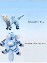 Waterproof Dog Raincoat,Full Coverage 4 Legs Dog Rain Jacket for Small Dogs,Pet Rain Coat with Hood,Reflective Strips&Leash Hole Outdoor Raincoat (Large（for Weight 8.8-11 lb）, Blue)