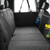 QUIBBLICK Back Seat Extender for Dogs, PU Leather Hard Bottom Truck Dog Seat Cover for Back Seat, Waterproof Pet Hammock Bed for Car with Side Flap, High Barrier Truck Pet Back Seat Covers