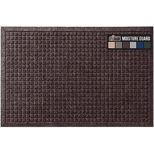 Gorilla Grip Ultra Absorbent Moisture Guard Doormat, Absorbs Up to 1.7 Cups of Water, Stain and Fade Resistant, Spiked Rubber Backing, All Weather Mats Capture Dirt, Indoor Outdoor, 29x17, Coffee