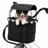 SilTriangle 11lbs Dog Bike Basket with Sun Shade Removable Small Pet Cat Dog Carrier Quick Release Bicycle Handlebar Front Basket Detachable Cycling Picnic Bag for Commuting Shopping Camping
