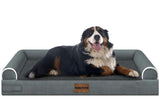 Large Dog Bed Orthopedic Washable: Jumbo Dog Bed Bolster Extra Large Dogs Egg Crate Foam Sofa Couch Waterproof Removable Cover - Dark Grey