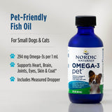 Nordic Naturals Omega-3 Pet, Unflavored - 2 oz - 294 mg Omega-3 Per One mL - Fish Oil for Small Dogs & Cats with EPA & DHA - Promotes Heart, Skin, Coat, & Immune Health