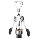 Wine Opener, Heavy-Duty Zinc Alloy Wing Corkscrew, Premium Beer Bottle Opener, Multifunctional Wine Accessories with Ergonomic Handle and Sharp Screw, for Kitchen, Bar, Restaurant (SILVER)