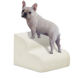 Mesa Lemon Dog Stairs & Steps for High Beds, 2 Steps High Density Foam Waterproof Dog Ramp for Small Dogs and Cats, Pet Stairs with Washable Cover for Bed, Couch, Sofa and Car, Beige (H: 11.8")